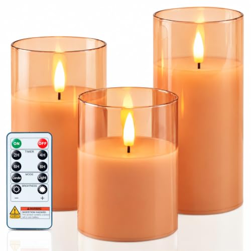 Orange Glass Flameless Candles