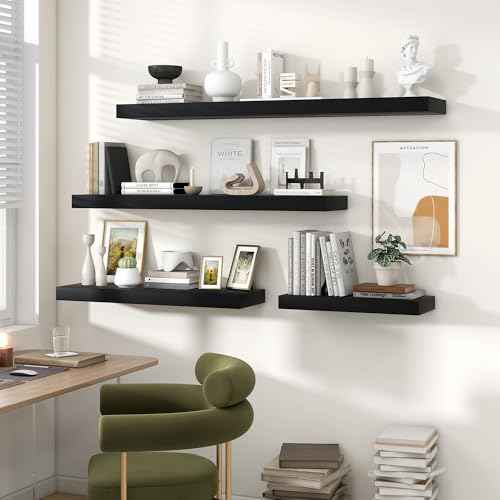 Floating Shelves 31.5" W x 10.3" D Black Set of 2 (2 Count)