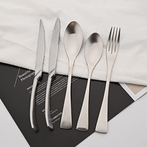 Luxury 304 Stainless Steel Matte Silver Cutlery Flatware Set