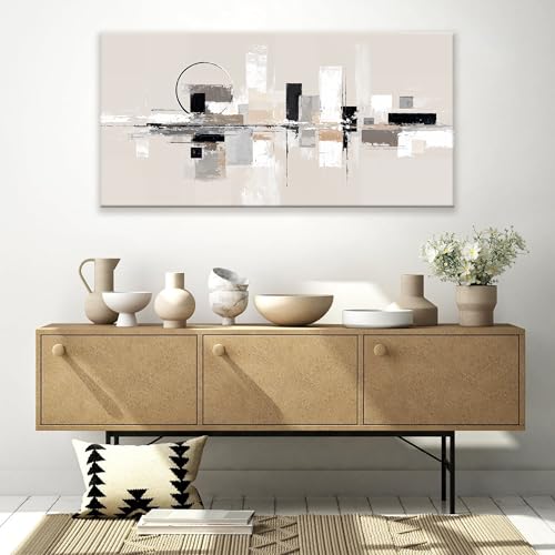 Abstract Wall Art Black White Canvas Wall Art For Living Room 24" × 48"