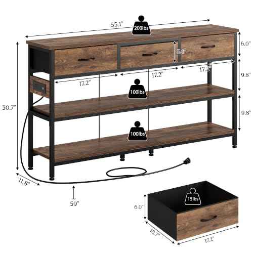 Entryway Table with Outlets