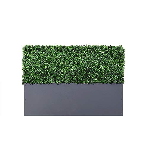 Upgraded Artificial Boxwood Hedge Wall with Gray Color Planter Box