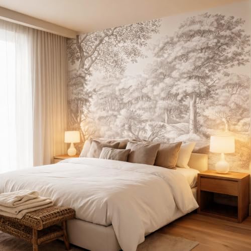 Beige Forest Peel and Stick Wallpaper Landscape Wall Mural