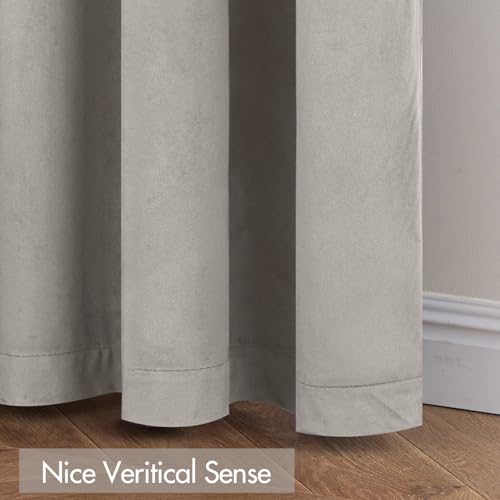 Silver Grey Blackout Velvet Curtains Drapes 96 Inch Long 52"x96" (2 Count)