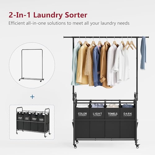 Laundry Sorter with Hanging Bar