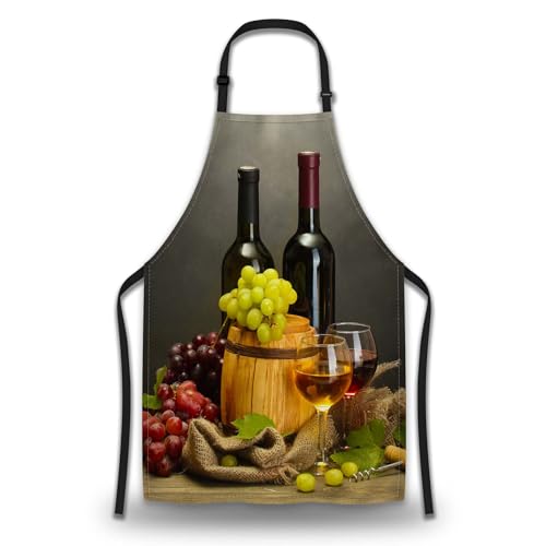 Garden Apron for Men Bottles and Glasses Pinafore Aprons for Women for Kitchen Cooking Restaurant BBQ Painting Crafting Gardening 27”