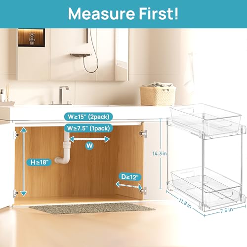 4 Pack Taller Pull Out Bathroom Under Sink Organizer (4 Count)