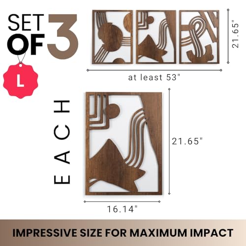 Modern Wooden Wall Sculptures (3 Count)