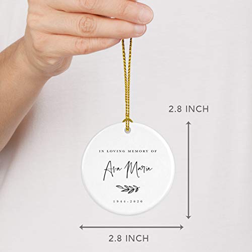 Personalized Round Ceramic Porcelain Christmas Ornament Keepsake Collectible Beareavement Memorial Gift