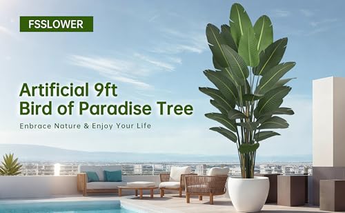 Artificial Bird of Paradise Tree 9FT 25 Thick Matte Texture Leaves