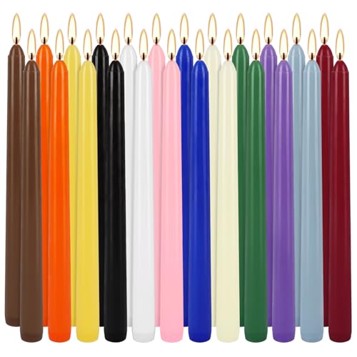 24 Pack 10" Tall Colored Taper Candles (24 Count)