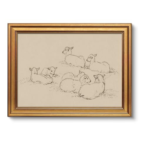 Vintage Gold Framed Sheep Wall Art