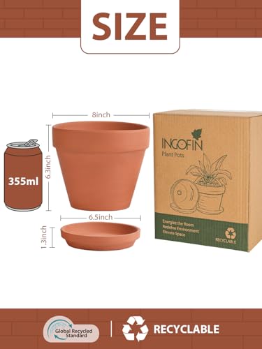 Terracotta Pots Set with Saucer (2 Count)