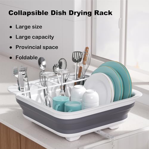Collapsible Dish Drying Rack for RV Campers Portable Dinnerware Drainer Organizer for Kitchen Travel Trailer