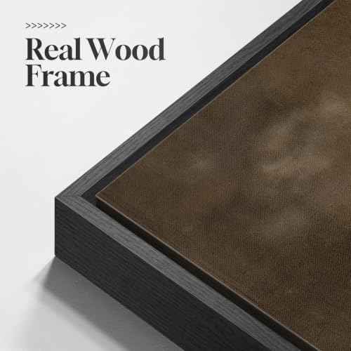 Extra Large Framed Neutral Brown Abstract Wall Art for Living Room