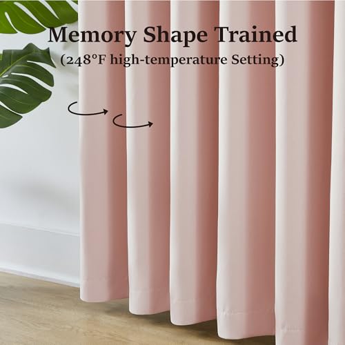 Baby Pink Pinch Pleat Blackout Curtains Drapes 96 Inches Long for Girls Bedroom (2 Count)