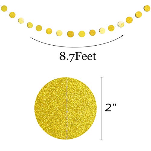 6 Pcs Glitter Gold Paper Circle Dots Garland (6 Count)