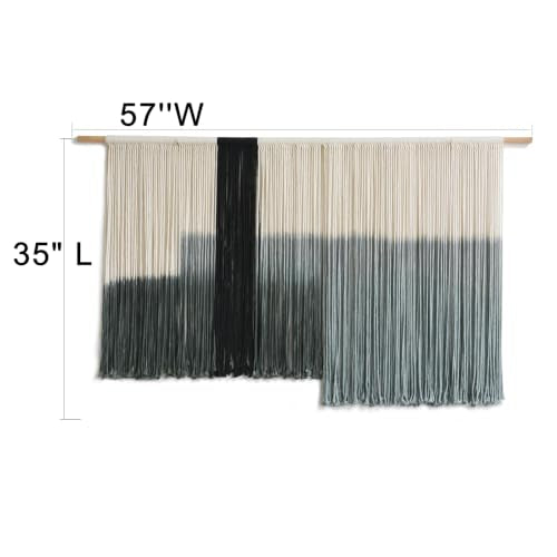 Macrame Wall Hanging Grey Dip Dye Large Boho Fiber Wall Art Decor 57"W*35"L