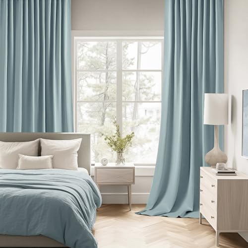 Slate Blue Back Tab Blackout Curtains 52x90 Inch Long 2 Panels Set (2 Count)