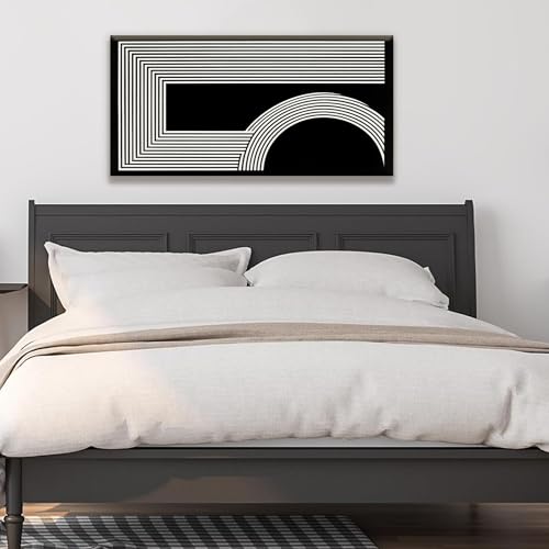 Abstract Wall Art Modern Canvas Art Wall Decor Minimalist Wall Art Geometric Line Canvas Artwork Print Paintings Black And White Wall Art Modern Picture For Bedroom Art Office Home Wall Decor 20"X 40"