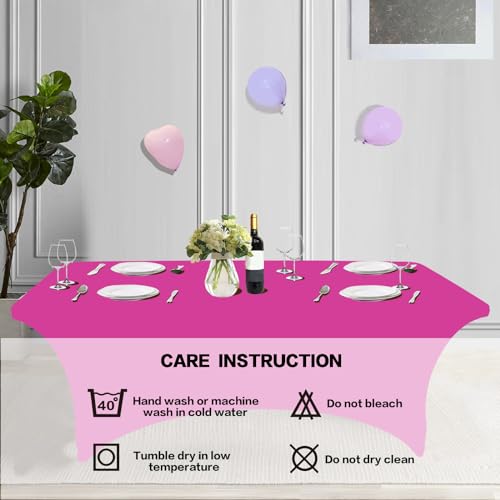 8FT Table Cloth for Rectangular Spandex Fuchsia Table Cover