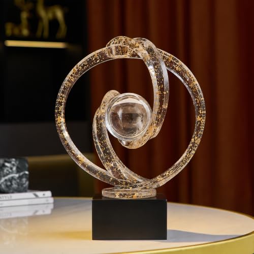 Modern Clear Gold Abstract Sculpture Decor