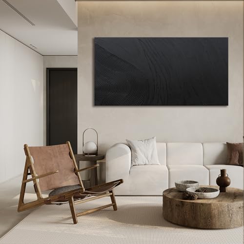 Black Wall Art Decor Canvas Art Wall Decor Black Silence Wall Art Painting Decorations Artwork Wall Art Prints Modern Textured Wall Art for Living Room 20"X40" for Room Bedroom Office Decor