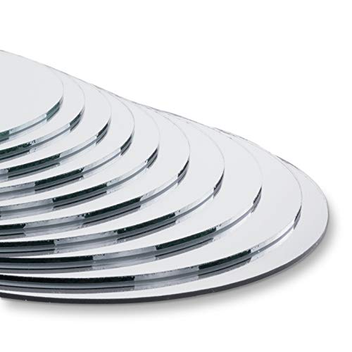 Round 4" Inch Glass Mirror Tiles Circles for DIY Arts & Crafts Projects (50 Count)