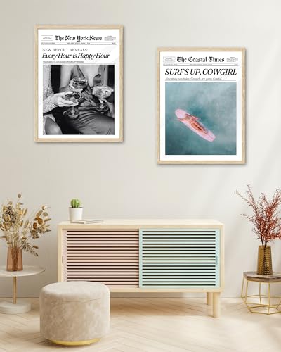 Small 8x10in Surf’s Up Cowgirl Framed Newspaper Wall Art