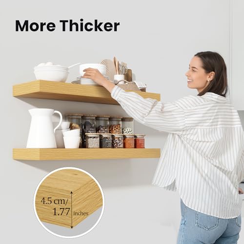 Floating Shelves 35.7" W x 10.3" D Oak Set of 1