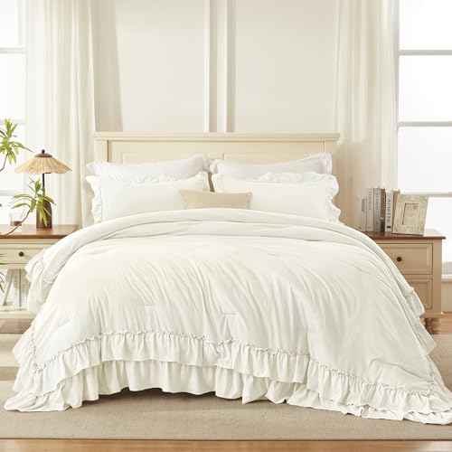 Ivory Ruffle Super King Comforter Set