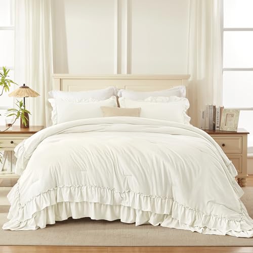 Ivory Ruffle Comforter Set King
