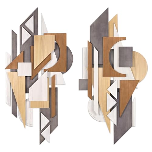 Moonlit Mist I & II Hand Made & Hand Finished Dimensional Solid Wood Abstracts