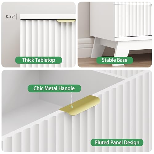 Fluted Dresser for Bedroom with 6 Drawers
