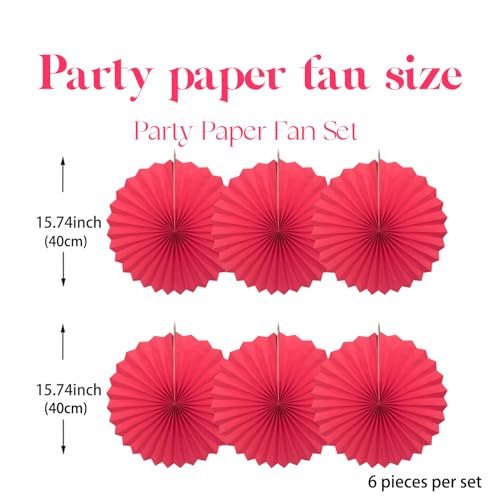 Red Birthday Decorations DIY Red Paper Fans Hanging Decoration 16in (30 Count)