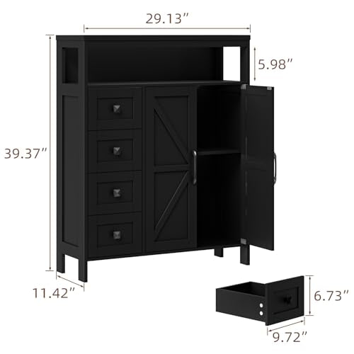 Farmhouse Storage Cabinet with 2 Doors and 4 Drawers