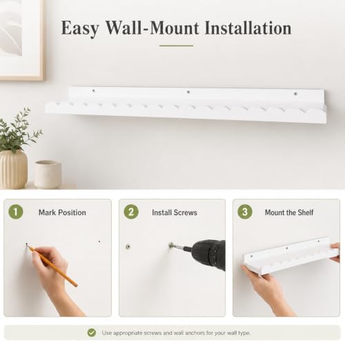 Extra Long White Scalloped Nursery Shelves for Wall (4 Count)