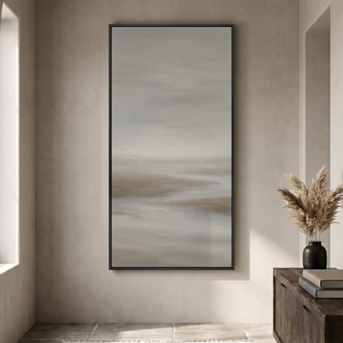 Large Framed Neutral Abstract Landscape Wall Art