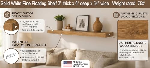 54 inch Wooden Floating Shelves for Wall