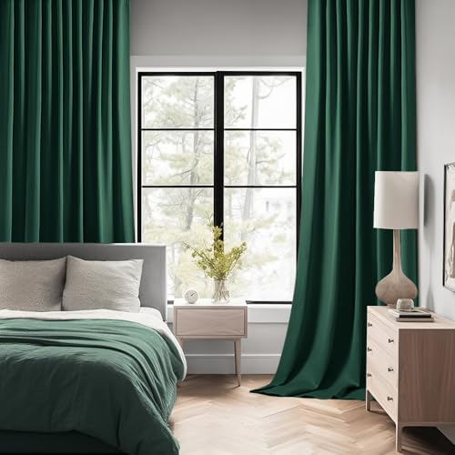 Christmas Hunter Green Back Tab Blackout Curtains 52"x102" 2 Panels (2 Count)