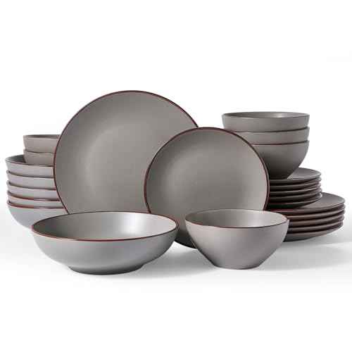Venus Stoneware Dinnerware Sets with Pasta Bowls (24 Count)