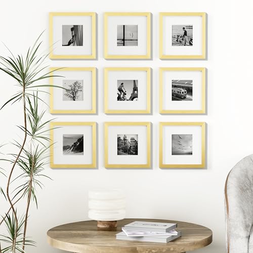 8x8 Picture Frames Set of 9 for Wall or Tabletop Display (9 Count)