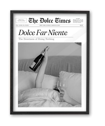 Small 8x10in Dolce Far Niente Framed Newspaper Wall Art