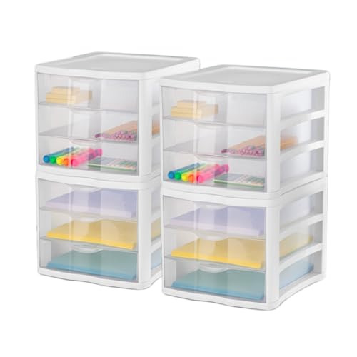 Wide 3 Drawer Storage Unit for Bedroom and Dresser (4 Count)