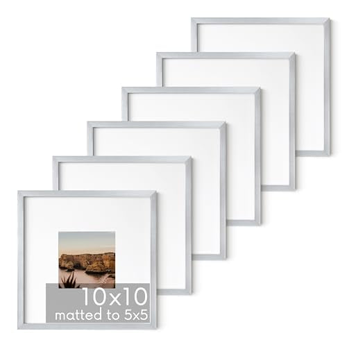 10x10 Silver Metal Picture Frames Matted to 5x5