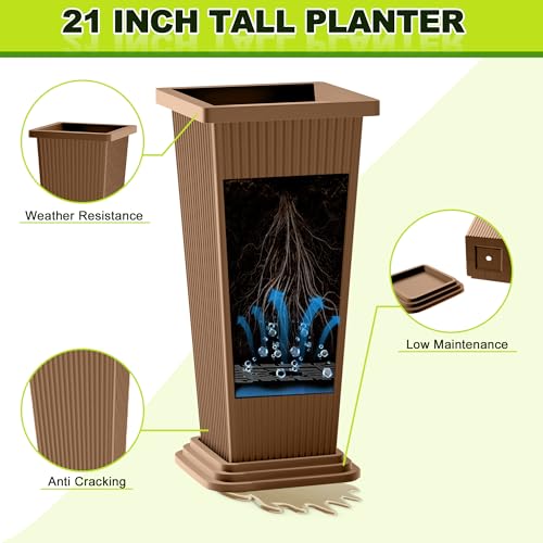 Set of 2 Tall Planters for Outdoor Plants (2 Count)