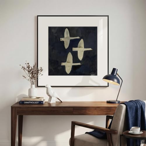 Framed Modern Black and White Bird Wall Art