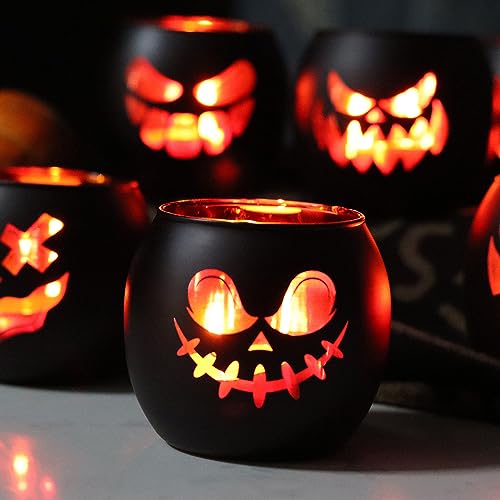 Black Halloween Table Centerpieces Candle Holders 6PCS (6 Count)
