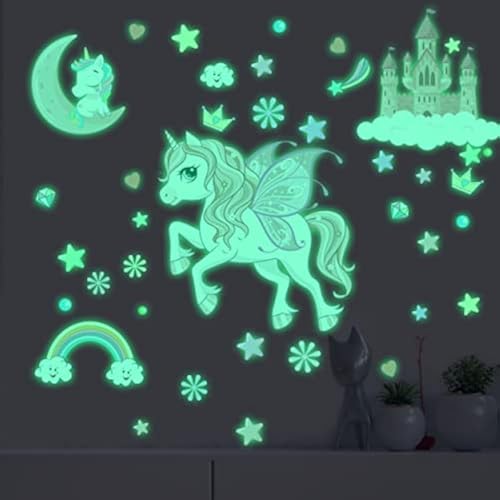 Glow in The Dark Stars Unicorn Wall Decals