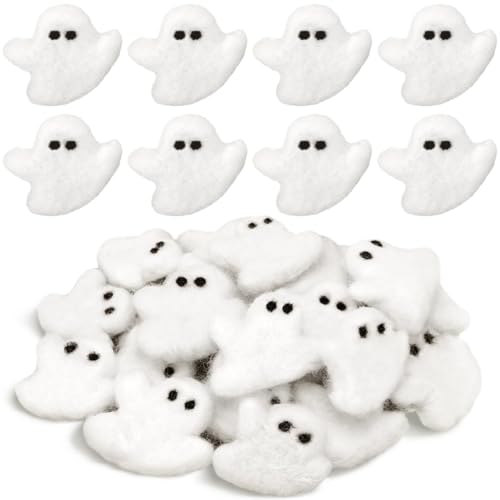 24 Pcs Halloween Cute Felt Ghosts Halloween DIY Ornament (24 Count)
